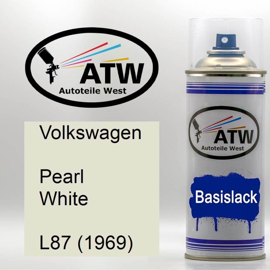 Volkswagen, Pearl White, L87 (1969): 400ml Sprühdose, von ATW Autoteile West.